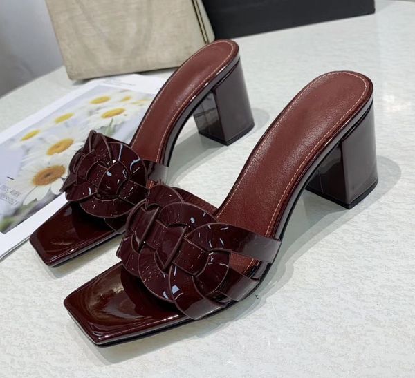 

fashion genuine leather women sandals designer shoes woman slipper slides heels sandalias female lady summer beach shoes, Black