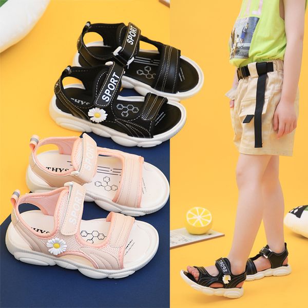 

2020 daisy fashion tide shoes girls sandals baby boy girls shoes children beach new summer big children sandals, Black;red