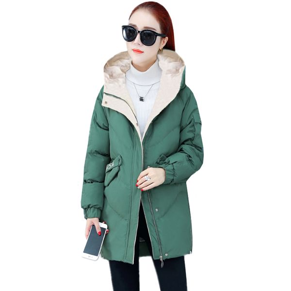

2019 autumn winter new down jacket women parka korean fashion cotton-padded jacket plus size slim cotton coat ladies coats 4xl, Tan;black