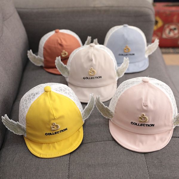 

cap net baby thin cute baby cap mesh breathable 0-1 year old 2 sun hat female sun hat, Yellow