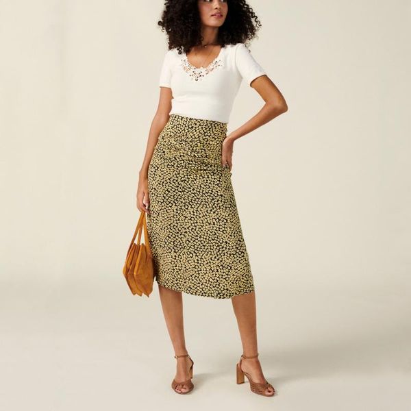 

skirts midi skirt women leopard print elegant spring summer style pencil high waist vintage bodycon office, Black