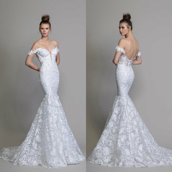 Высокая модная белая русалка платья vestidos de novia кружев без спинки свадебной торнай с плеча на пляже свадебные платья