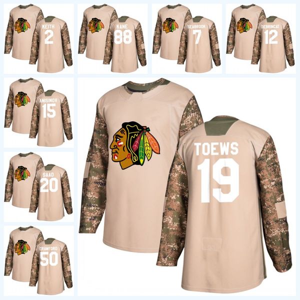 

2 Duncan Keith Chicago Blackhawks Camo Veterans Day 19 Jonathan Toews 50 Corey Crawford 88 Patrick Kane 15 Artem Anisimov Hockey Jersey
