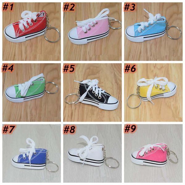 

12 color 3d sneaker keychain novelty canvas shoes key ring 7.5*3.5*4cm shoes key chain holder handbag pendant souvenirs gifts zza1482