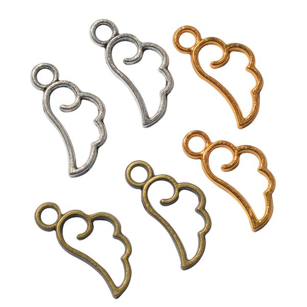 

200pcs/lot 18*9mm hollow out style cute angel wings charms bronze silver gold tone metal diy jewelry findings necklace pendants