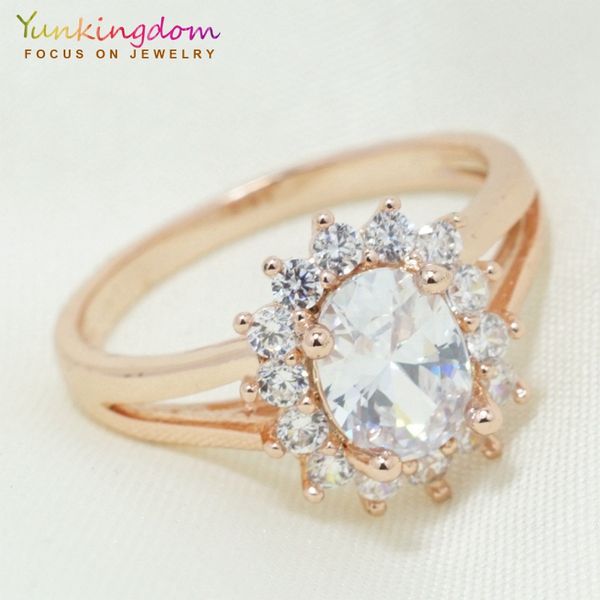 

yunkingdom classic wedding ring rose-gold color cz crystal rings for women ladies jewelry gifts wholesale, Silver