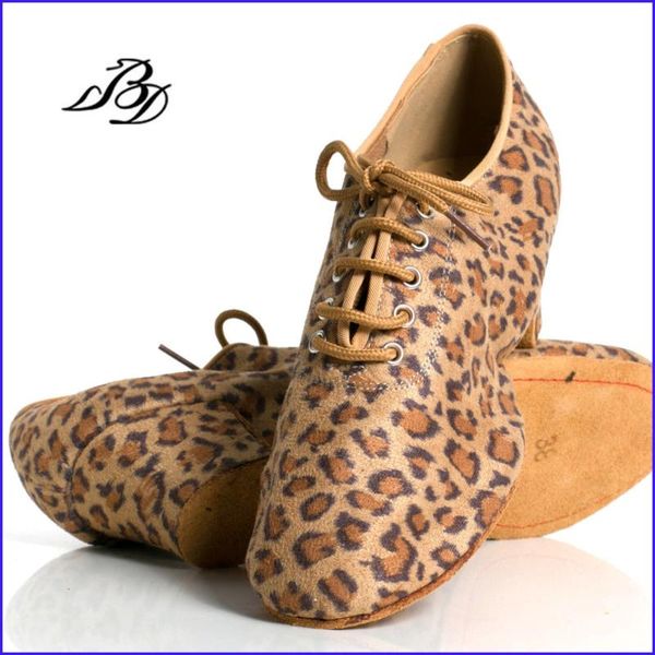 

latin dance shoes women genuine bd t1-b import satin lace-up sports teacher shoes leopar heel 4.5cm male female generic bddance