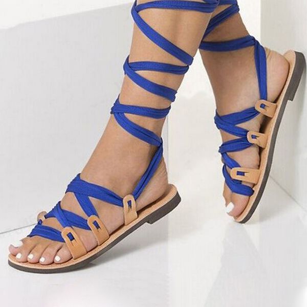 

2020 women gladiator summer flat sandals ladies cross tied clip toe shoes woman leopard casual sandals female beach shoes, Black