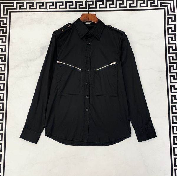 

2020 new luxury mens shirt pattern designer fashion zipper mens designer long sleeve casual shirts clothing social camisa clothes size s-3xl, White;black