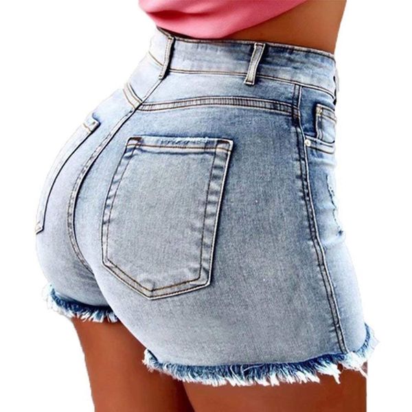 Pantaloncini di jeans estivi alla moda Pantaloni corti di jeans a vita alta da donna Jeans Lady Short 2019 New Femme Push Up Skinny Slim