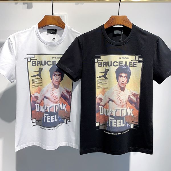 

2020 spring summer luxury europe italy bruce lee dont think feel tshirt fashion mens designer t shirts women cotton short sleeve top, White;black