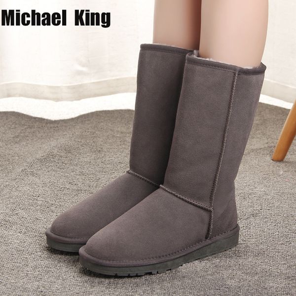 

classic women snow boots leather new warm winter shoes boot bota feminina botas mujer zapatos women waterproof snow boots, Black