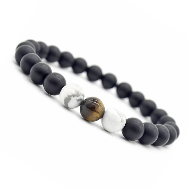 

природные вулканические камни популярных аксессуаров белых сосен и тигровый глаз черный матовый браслет черные и белый набор, Golden;silver
