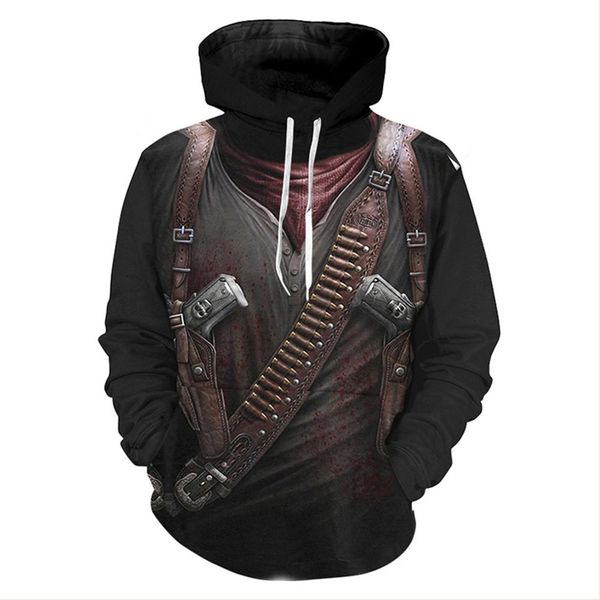 

western cowboy hoodie 3d толстовки с длинным рукавом толстовка с капюшоном с капюшоном, Black