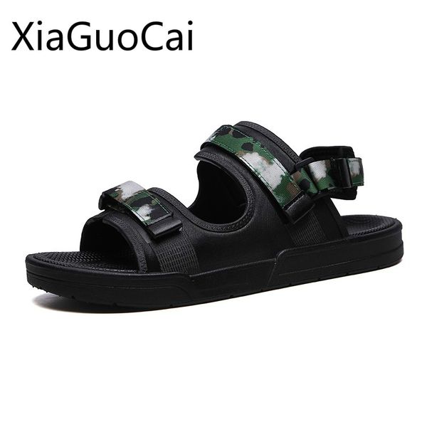 

самых новых лета открытый мужчины сандалии peep toe вскользь пляж сандалии leisure flat, Black