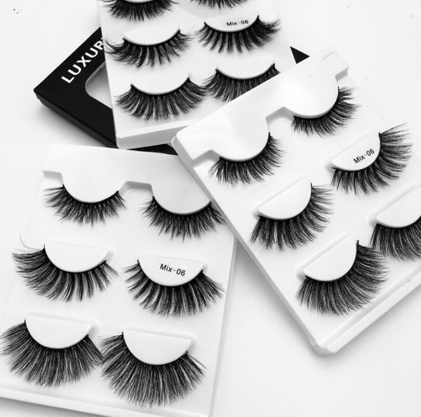 

3 pairs/set 3d mink eyelashes strips thick cross 3 pairs of natural false eyelash 3d eyelash extensions eyelash perm kit wimper extensions