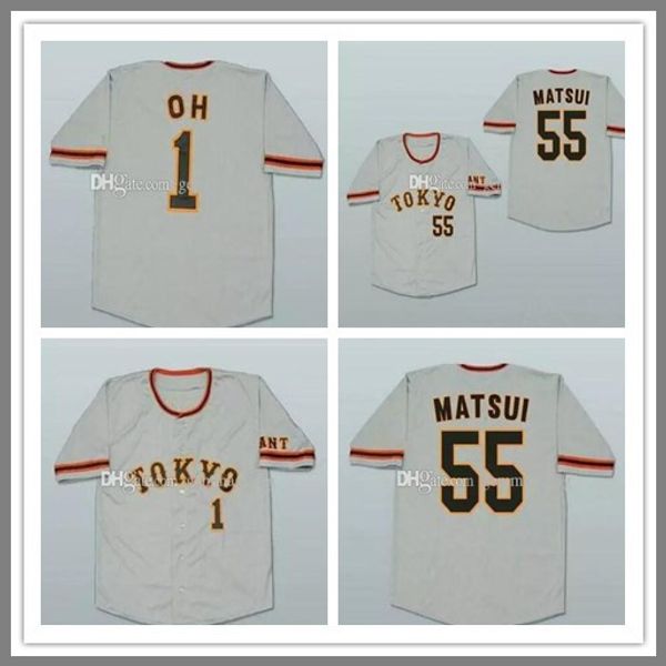 

fashion yomiuri giants tokyo baseball jerseys 55 hideki matsui 1 sadaharu oh cheao stitched team size s-4xl sports shirts, Blue;black