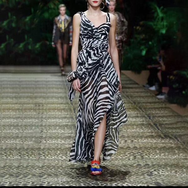 

oushang high waist suspender design sense 2020 spring new fashion temperament ladies sling stripe irregular dress female, Black;gray
