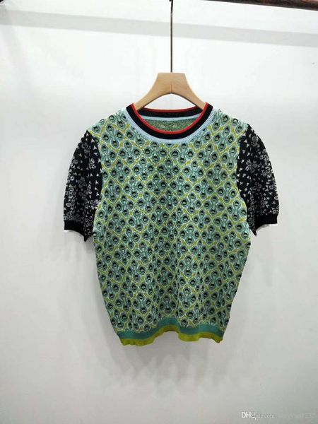 

505 бесплатная доставка 2019 летняя женская одежда пуловер тонкий короткий рукав круглый вырез полосатый мода женская одежда цянь, White;black