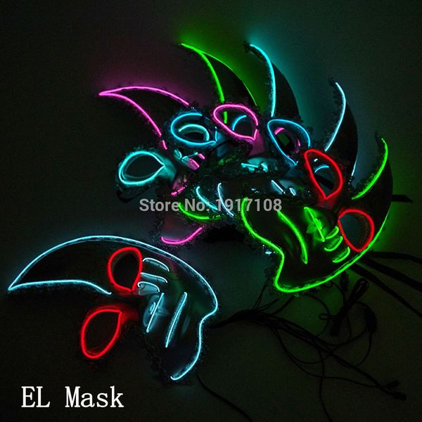 

el хэллоуин расходных материалов загораются светящиеся el wire милая маска мода женщины косплей маска костюм для партии маска украшения бесп