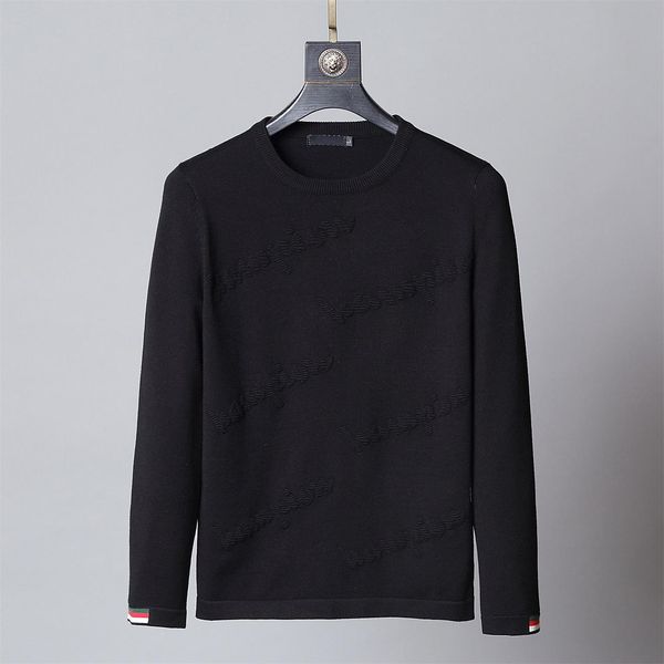 

new 2020 men's high-end design sweater pullover brand men's sweater knitwear long-sleeved design sweater winter men's wear -1, White;black