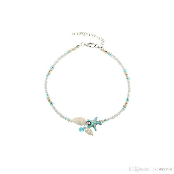 

women girls conch starfish beads anklets chain adjustable boho beach anklets fashion accessories gift for love ing, Red;blue