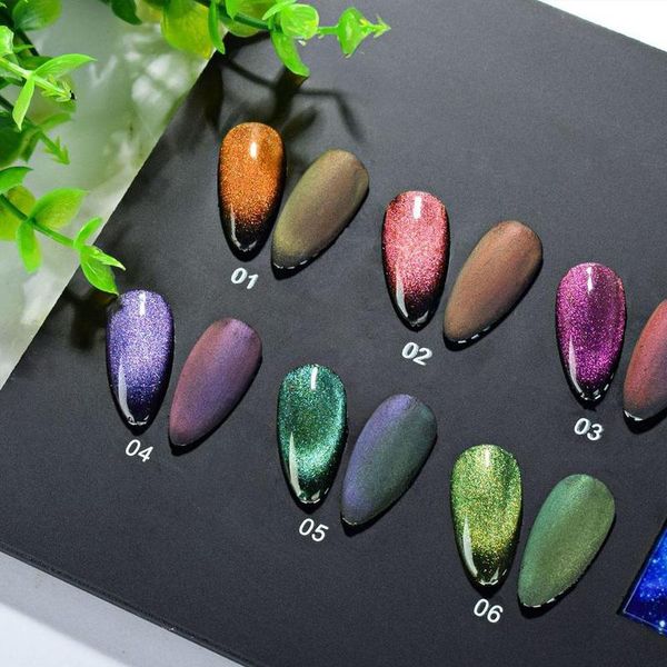 

5d cat eye gel nail polish soak off uv gel nail art design strong effect varnish chameleon magic lacquers, Red;pink