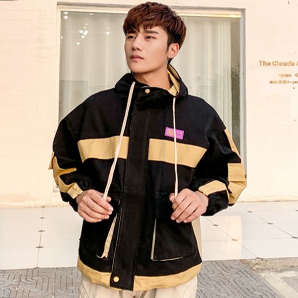 

hip hop jacket men hooded windbreaker jackets 2020 spring fashion men women hoody coats streetwear male clothes mg466, Black;brown