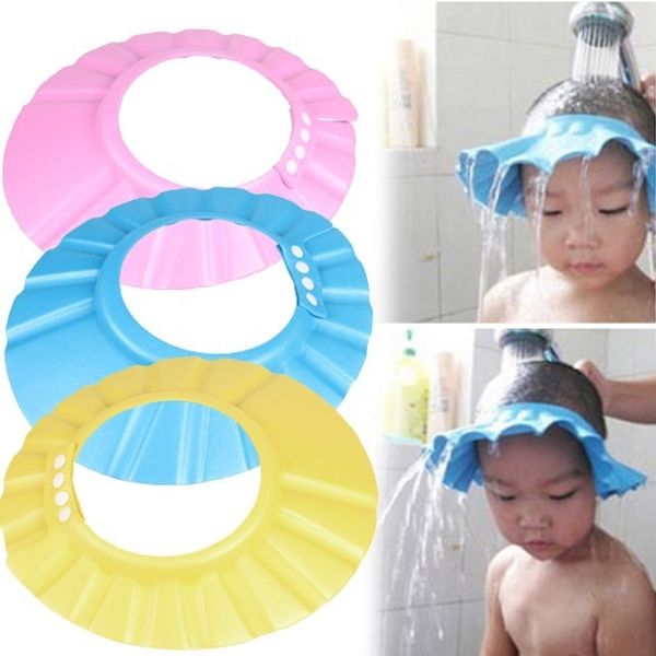 

children kids shower cap for baby shampoo shower bathing bath protect adjust soft cap hat new