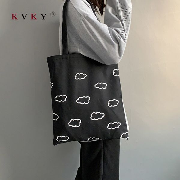 

2020 fashion women canvas tote bag casual cloth beach bags handbag reusable shopping bag large capacity eco folding