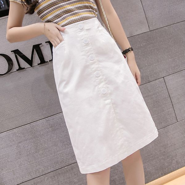 

2020 summer vintage solid skirts womens high waist midi skirt was thin split skirt hip simple retro one-step jupe femme, Black