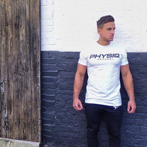 

amoy 2017 new style muscle brother sports fitness clothing men leisure t-shirt breathable quick-dry pure short sleeve cotton