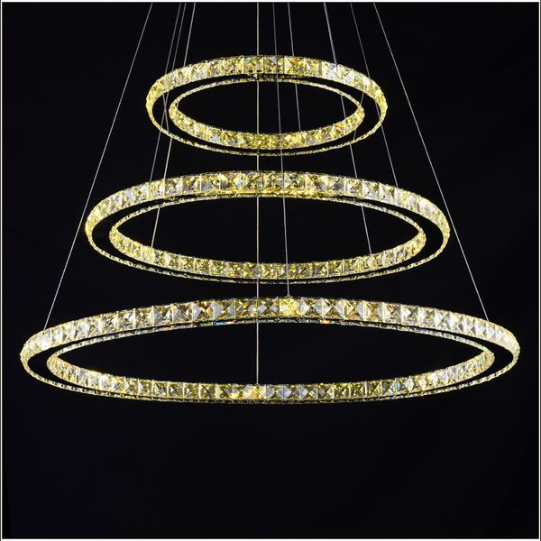 

led кристалл chrome люстра свет современные светодиодные круг подвеска лампы 90-260v dimmable с пульта дистанционного управления светодиодно