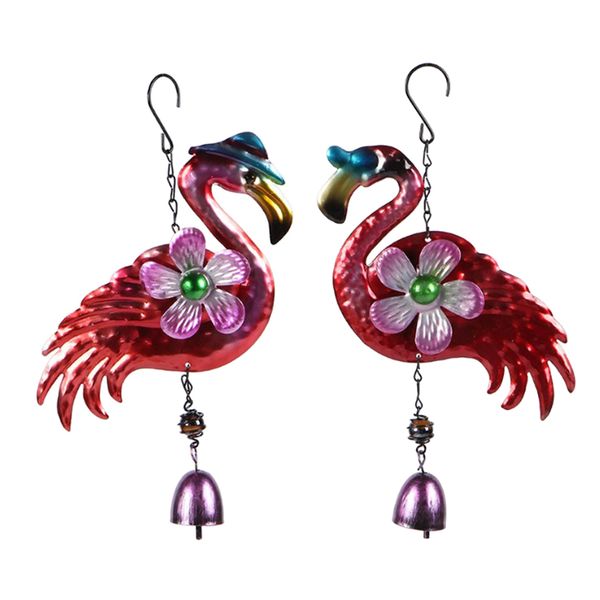 

2pcs vintage flamingo wind chime, metal wind chime for yard, patio, balcony, room, wall, window hanging décor