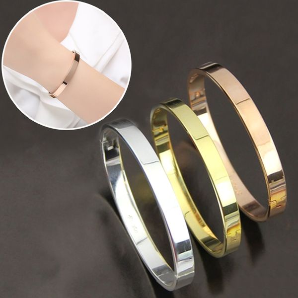 

lnrrabc rose gold bracelets handmade silver chain titanium steel smooth bracelet for women bracelets & bangle silver jewelry, Black