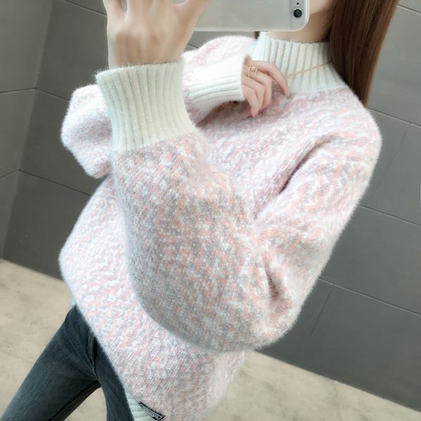 

9496 real picture bottom label floral yarn cheney half high collar knitting insert 54, White;black