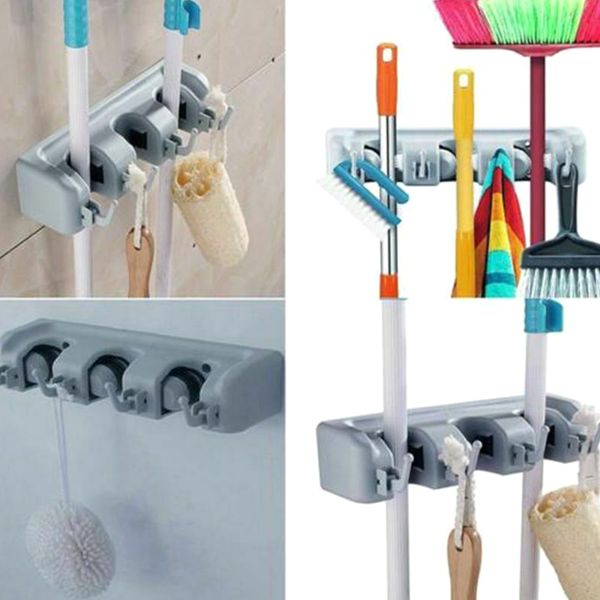 

kitchen wall mounted mop rack brush broom holder hanger organizer storage tool for home l5 #4