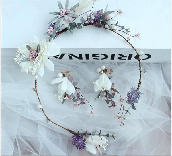 

korean bride mori girl headgear garland sweet hair hoop set seaside p wedding accessories, Silver