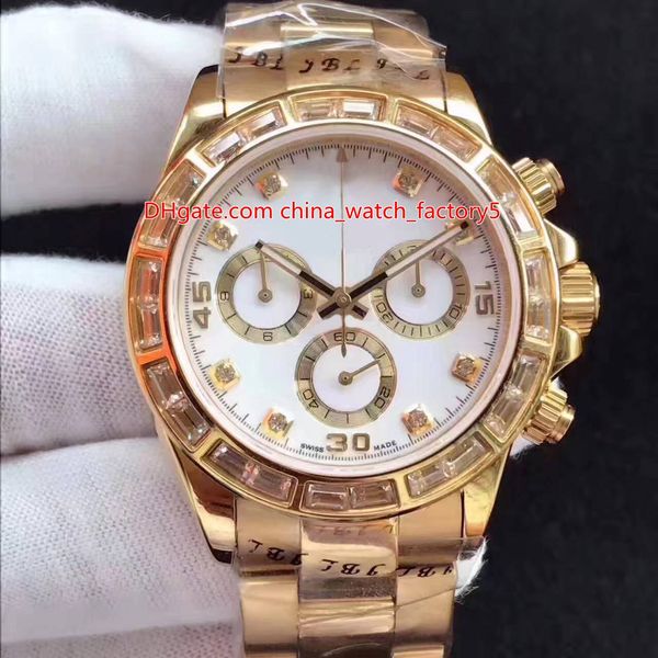 

3 style watch 40mm cosmograph 116528 116518 diamond bezel 18k gold swiss cal.4130 movement chronograph mens watch watche, Slivery;brown