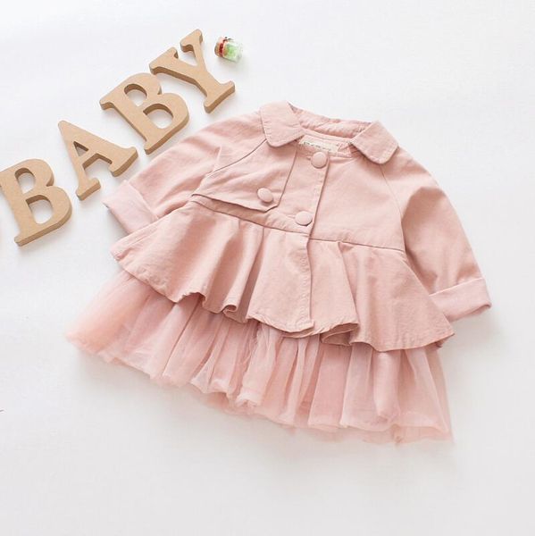 

girl lace jacket baby girls coat spring autumn children clothes girl windproof clothing princess outerwear for 6m-3 years kids, Blue;gray