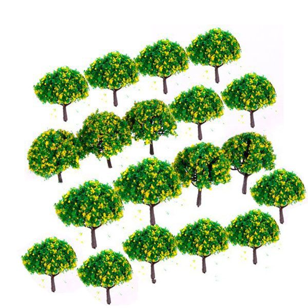 

20pcs 1:100 scenery landscape train model trees with yellow flowers (green