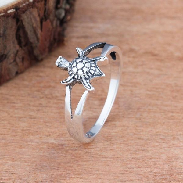 

fdlk copper female ring vintage tortoise pattern rings for women party fashion animal jewelry, Slivery;golden