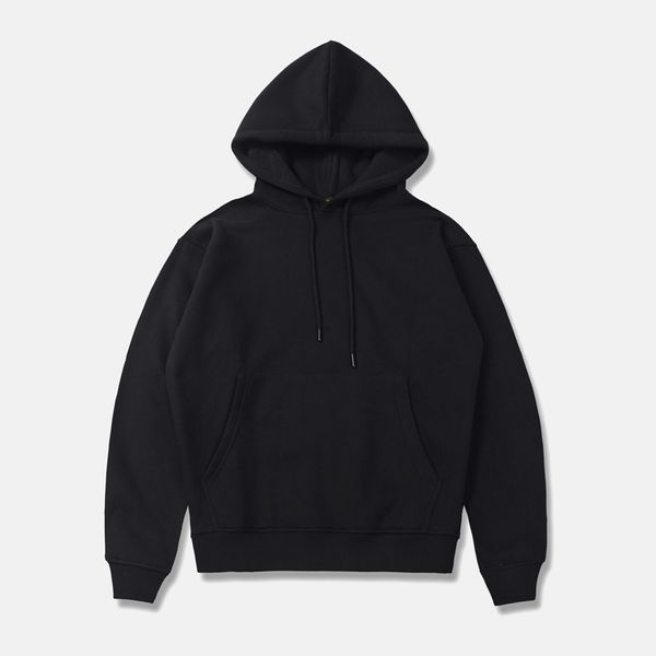 

men's hoodies & sweatshirts street hiphop loose autumn and winter warm plus velvet hooded men women couple models sweater solid color, Black