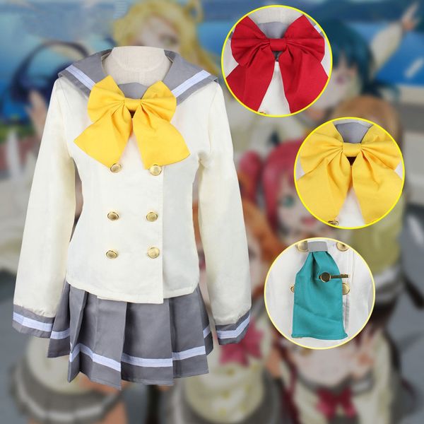 

anime love live sunshine cosplay costume aqours school uniforms kurosawa ruby sailor suit, Black