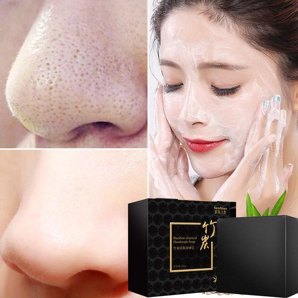 

1pc 100g natural bamboo sea salt treatments handmade soap oil control mites bacteria removing skin deep cleansing tslm1