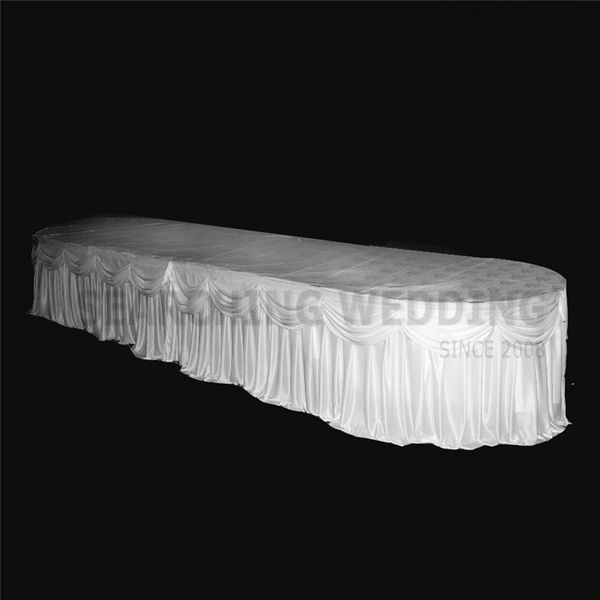 

new design ice silk table skirt \ table cloth skirting - white color