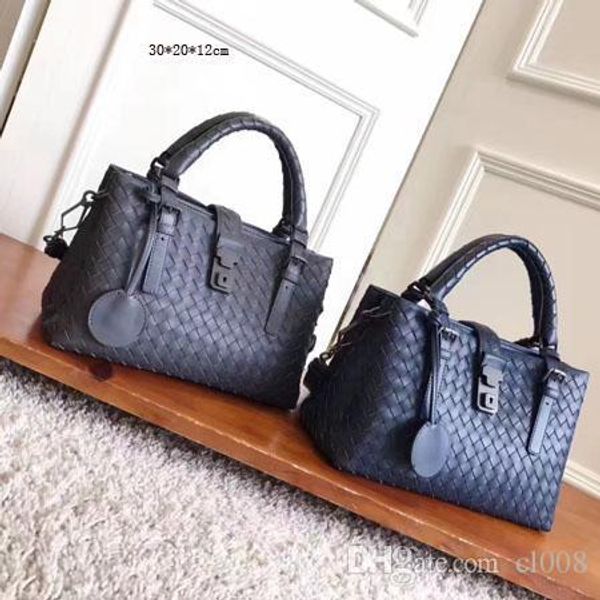 

leather totes female large volume casual bags knitting real leather antirust hardware hasp totes 30cm wide