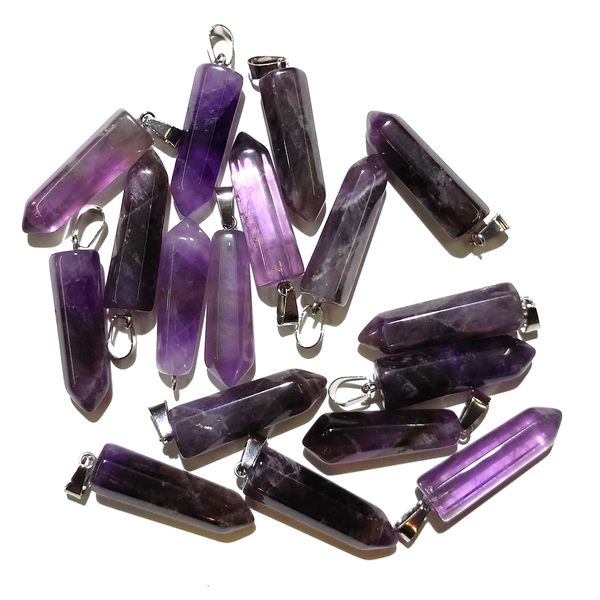 

природные аметисты подвески счастливый камень кристалл кулон для изготовления ювелирных изделий ожерелье красивые ожерелья подвески поставки, Silver