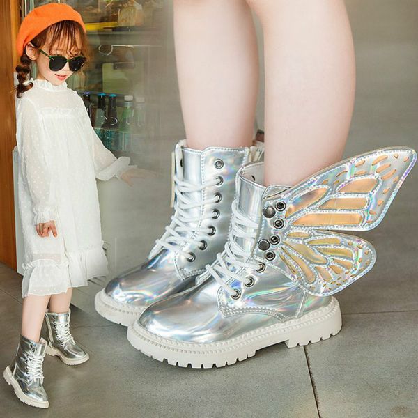 

2019 new winter child shoes pu leather waterproof wing martin boots kids snow boots brand girls boys high fashion sneakers, Black;grey