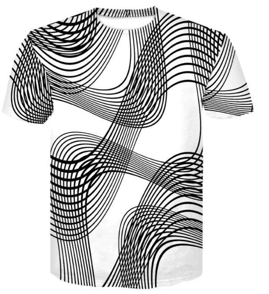 

design casual loose printed t-shirt men's clothing summer new vertigo abstract stereogram print short sleeve t-shirt apparel sport yaku, Black